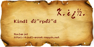 Kindl Árpád névjegykártya
