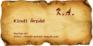 Kindl Árpád névjegykártya